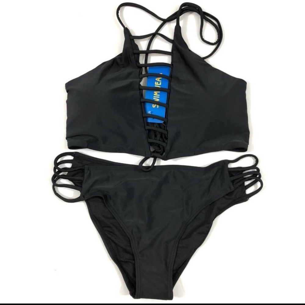 *NEW* 2-Piece Black Strappy Bikini - Picture 2 of 5